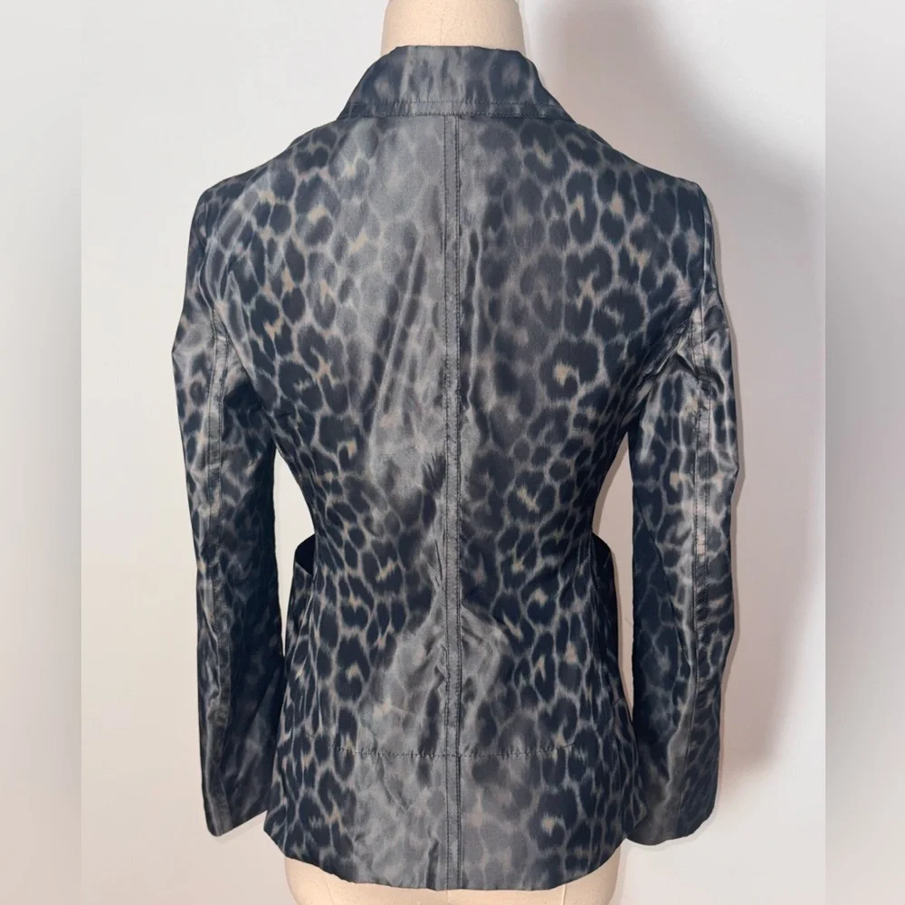 Christian Dior Women's Bar Silk Grey Leopard Blazer Size 2 - Picture 6 of 12